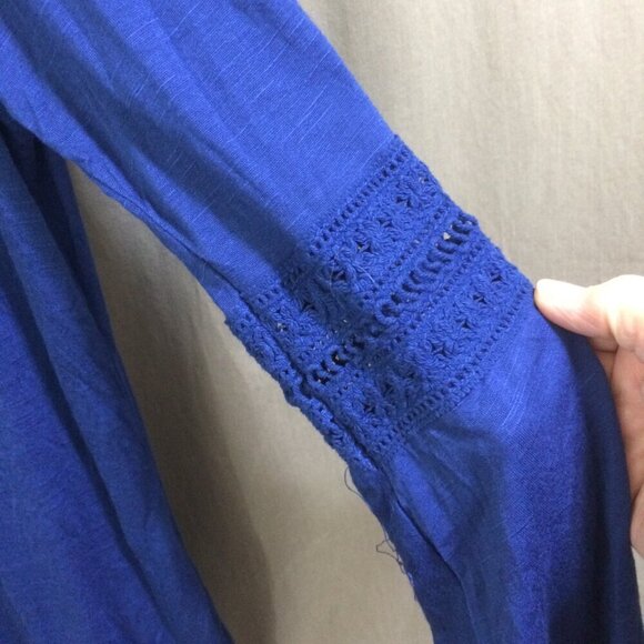 Hannah Embroidered Top Flowers Scoop Neck Long Sleeve Crochet Inserts NEW NWT M - Picture 5 of 6